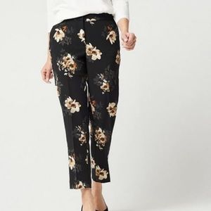 NEW Susan Graver 14 floral pants straight leg